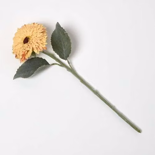HOMESCAPES Artificial Yellow Gerbera Flower with Green Stem, 44 cm