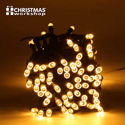 The Christmas Workshop Premium LED Warm White Chaser Christmas Lights, Indoor/Outdoor Fairy Lights with 8 Modes and Timer, 200 Lights – 4
