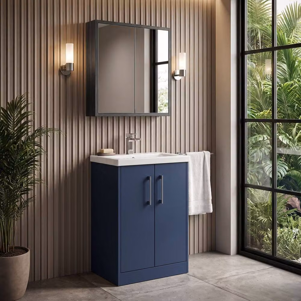 Balterley Winshill Contemporary 2 Door Freestanding Bathroom Vanity Unit, Blue, W: 50 cm – 3