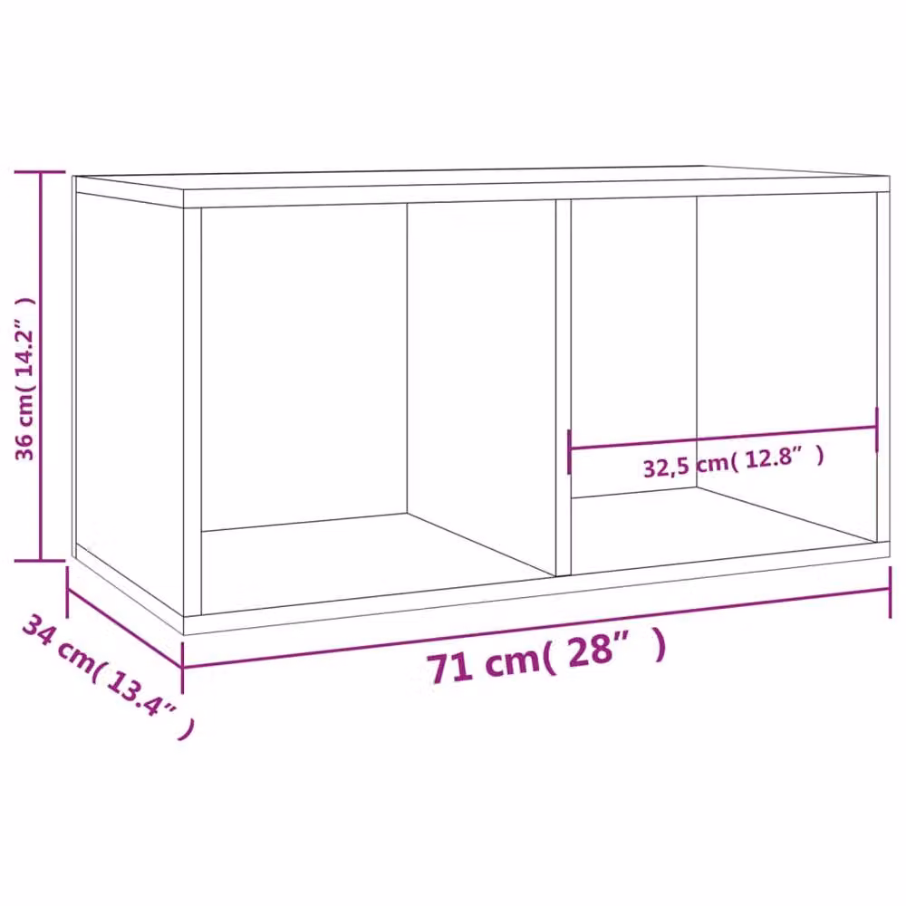 Berkfield Home Vinyl Storage Box in Concrete Grey, Engineered Wood, W: 71 cm, D: 34 cm, H: 36 cm – 3