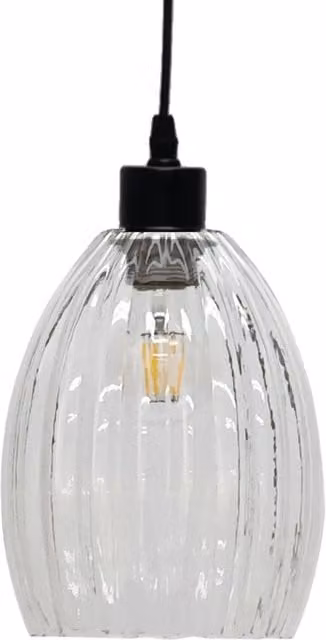 First Choice Lighting Birch Transparent Clear Fluted Glass Cylinder Easy Fit Pendant Shade – 1