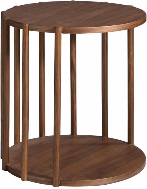 Angel Cerda Round Walnut Veneer Corner Side Table in Brown