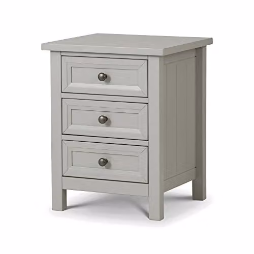 Julian Bowen Maine 3 Drawer Bedside Table in Grey, H 60.5 x W 44 cm x D 48 cm