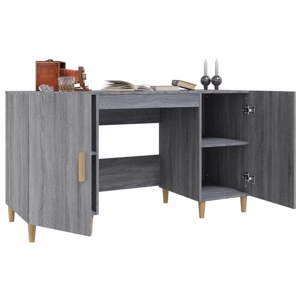 Berkfield Home Computer Desk in Grey Sonoma, W/D/H: 140 x 50 x 75 cm – 3