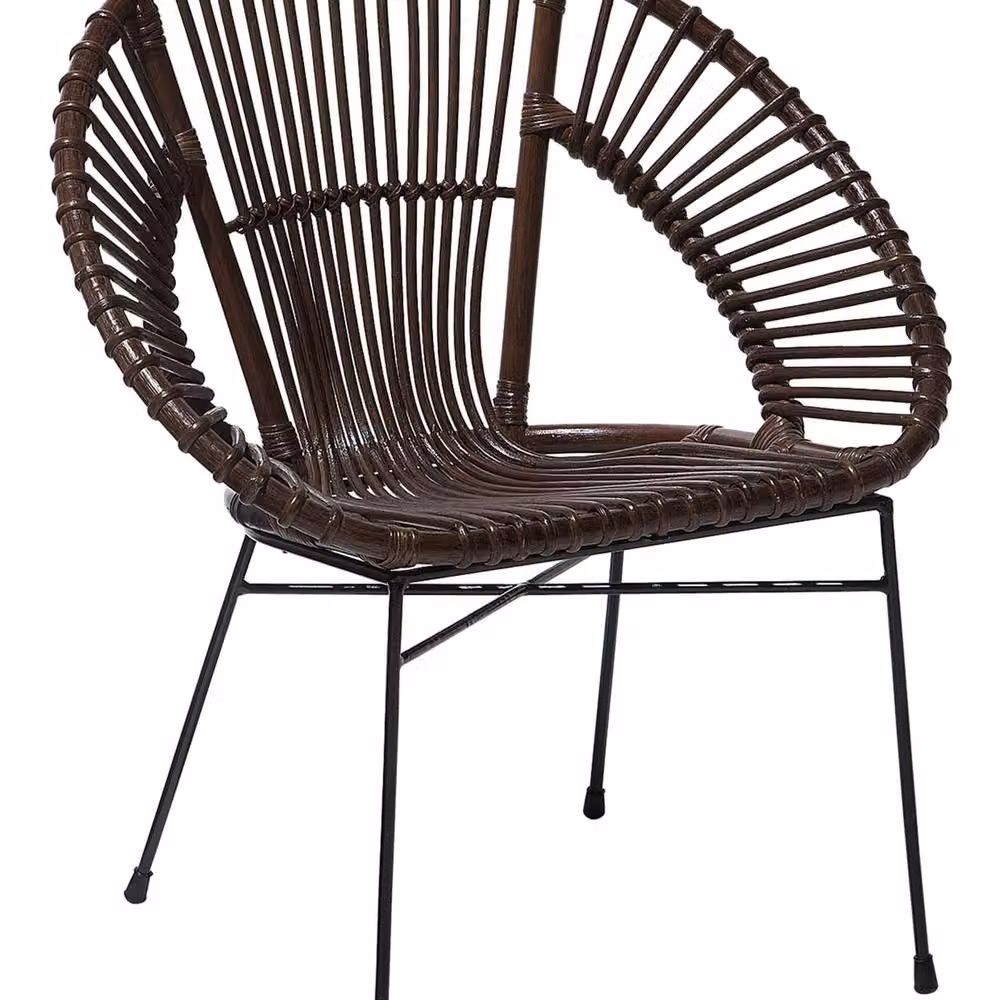 Wyld and Coco Acapulco Rattan Armchair in Brown Wicker with Black Metal Legs – 2