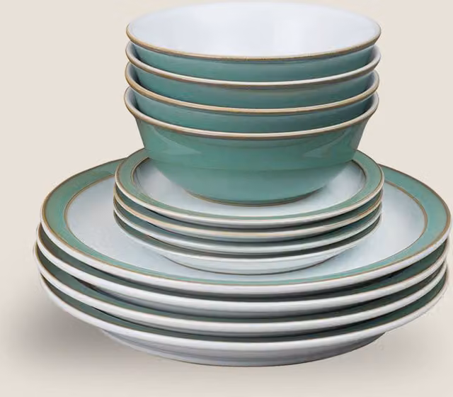 Denby Regency Green 12 Piece Stoneware Dinner Set