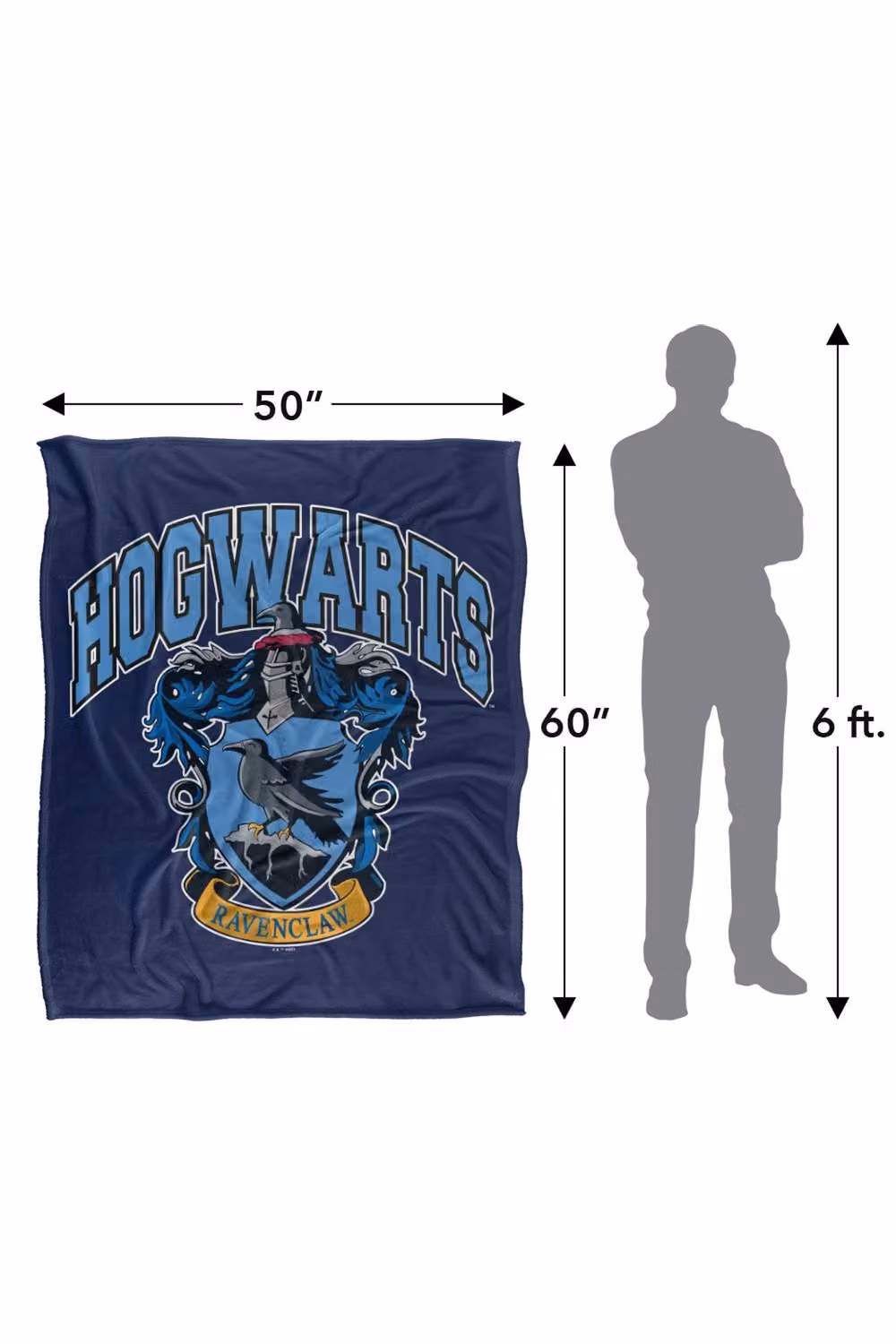 Warner Bros. Harry Potter Hogwarts Ravenclaw Super Soft Fleece Throw Blanket, Blue, W/D/H: 152.4 x 127.0 x 1.0 cm – 7
