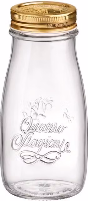Bormioli Rocco Quattro Stagioni Glass Bottle with Gold Screw Top Lid, 400ml, Transparent