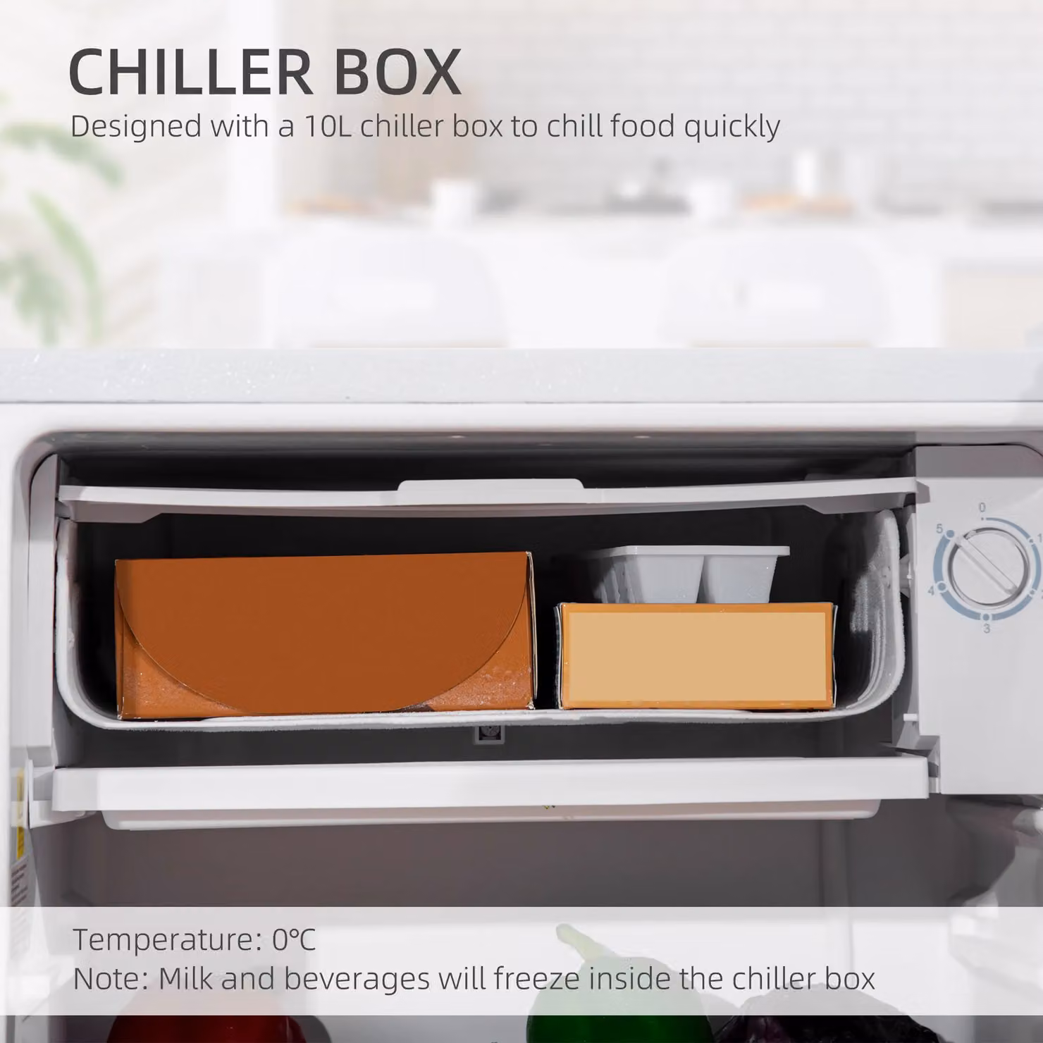 HOMCOM 91 Litre Under Counter Freestanding Fridge with Chiller Box, White, Width: 47.5 cm – 2