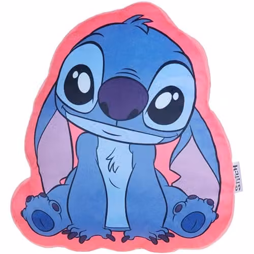 Disney Stitch 3D Plush Cushion in Blue and Pink, W: 33 cm, L: 35 cm