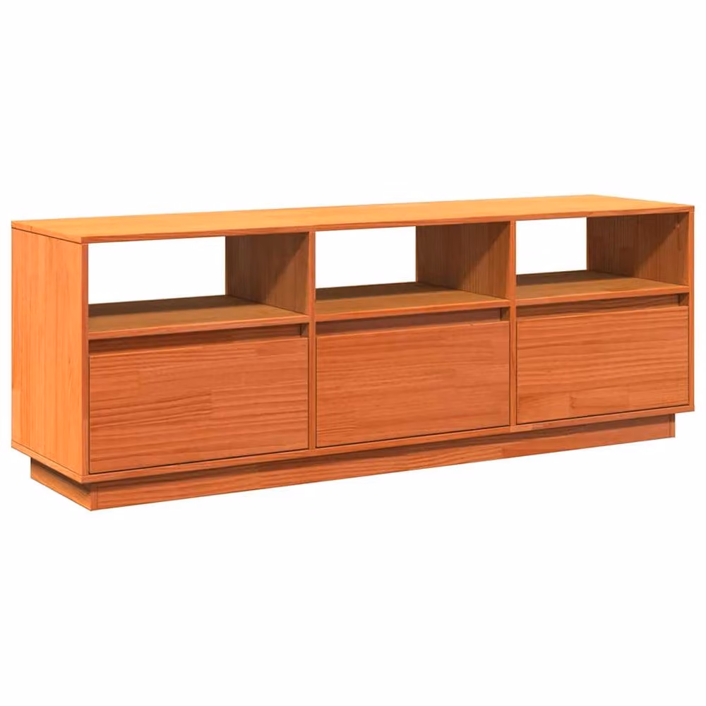 Berkfield Home Wax Brown Solid Wood Pine TV Cabinet, W/D/H: 140 x 37 x 50 cm – 3