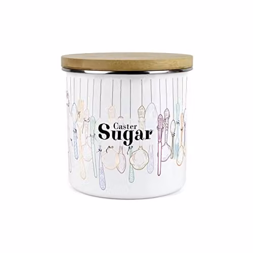 Purely Home Airtight Enamel and Bamboo Food Storage Container, White