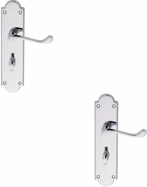 Loops Victorian Scroll Lever Bathroom Backplate 2x Pair in Polished Chrome, 20.5 x 4.9 cm