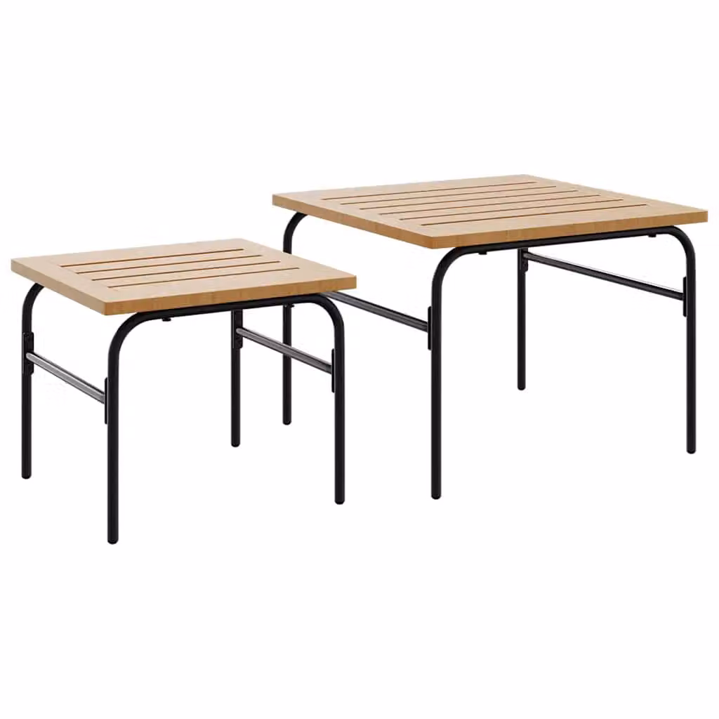 Berkfield Home Garden Nest of 2 Coffee Tables in Brown and Black Steel – 2