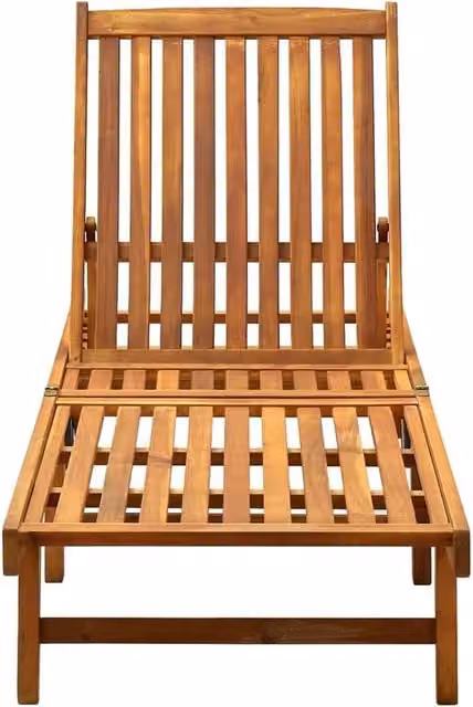 Berkfield Home Sun Lounger in Brown Solid Acacia Wood with Adjustable Headrest and Castors – 1