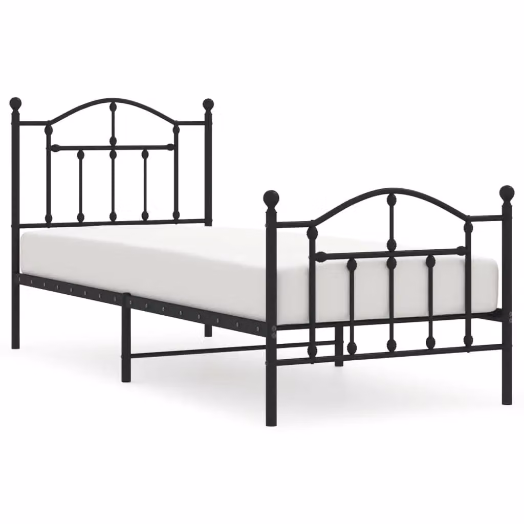 Berkfield Home Metal Bed Frame with Headboard and Footboard, Black, W/D/H: 90 x 200 cm – 2
