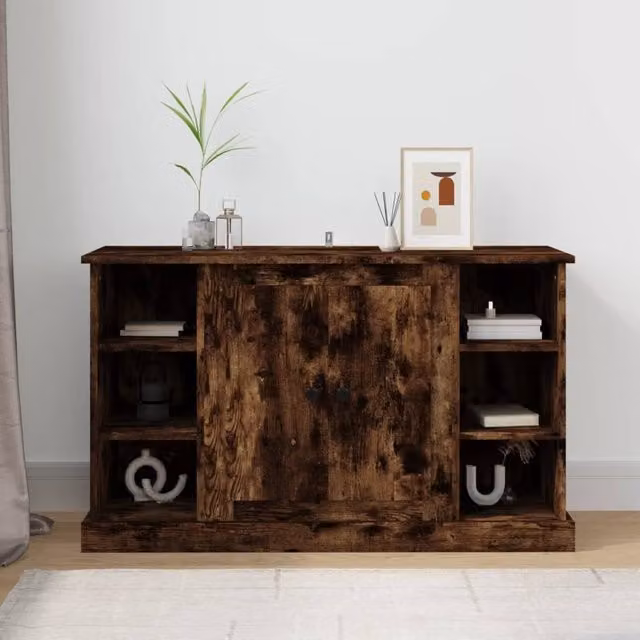 Berkfield Home Smoked Oak Sideboard in Brown, W/D/H: 100 x 35.5 x 60 cm