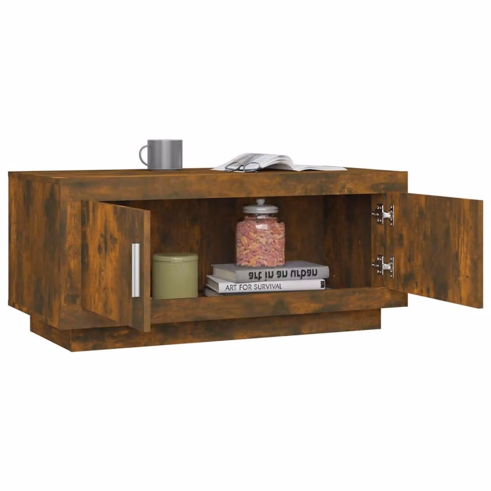 Berkfield Home Smoked Oak Coffee Table in Brown, W/D/H: 102 x 50 x 45 cm – 2