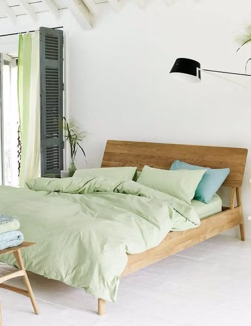 Designers Guild Loweswater Single Cotton Percale Duvet Cover Set, Green