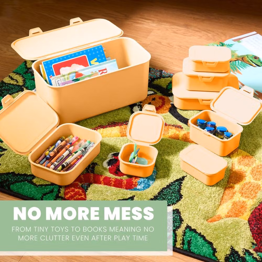 Bravich LTD Set of 8 Multi-Function BPA-Free Plastic Storage Boxes with Snap Lids, Orange, Small – 2