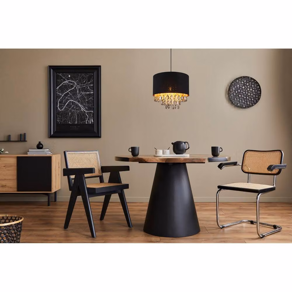 Globo Lighting Coletta Pendant Light in Black and Gold with Crystal, Diameter: 40 cm, Height: 120 cm – 9