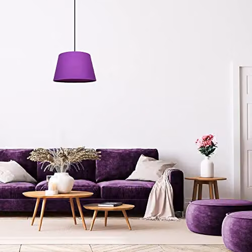 Happy Homewares Traditional Purple Linen Fabric Drum Lampshade for Table or Pendant Lights, Diameter: 30 cm – 4
