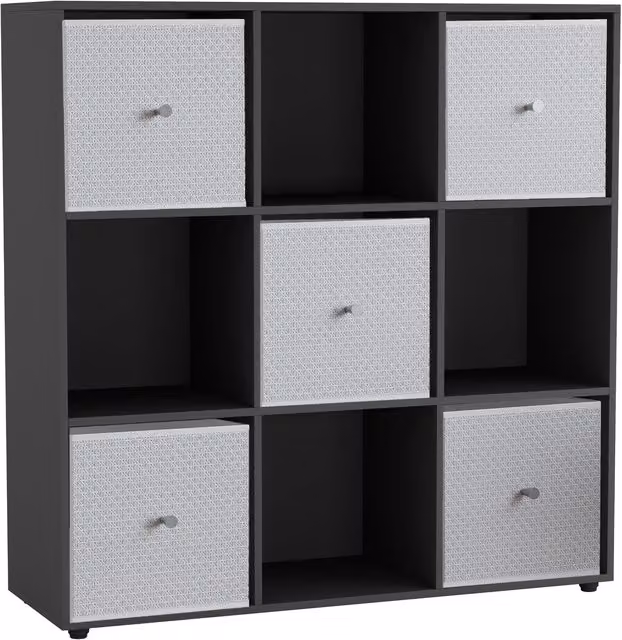 URBNLIVING 9 Cube Storage Unit with Drawers in Black and White