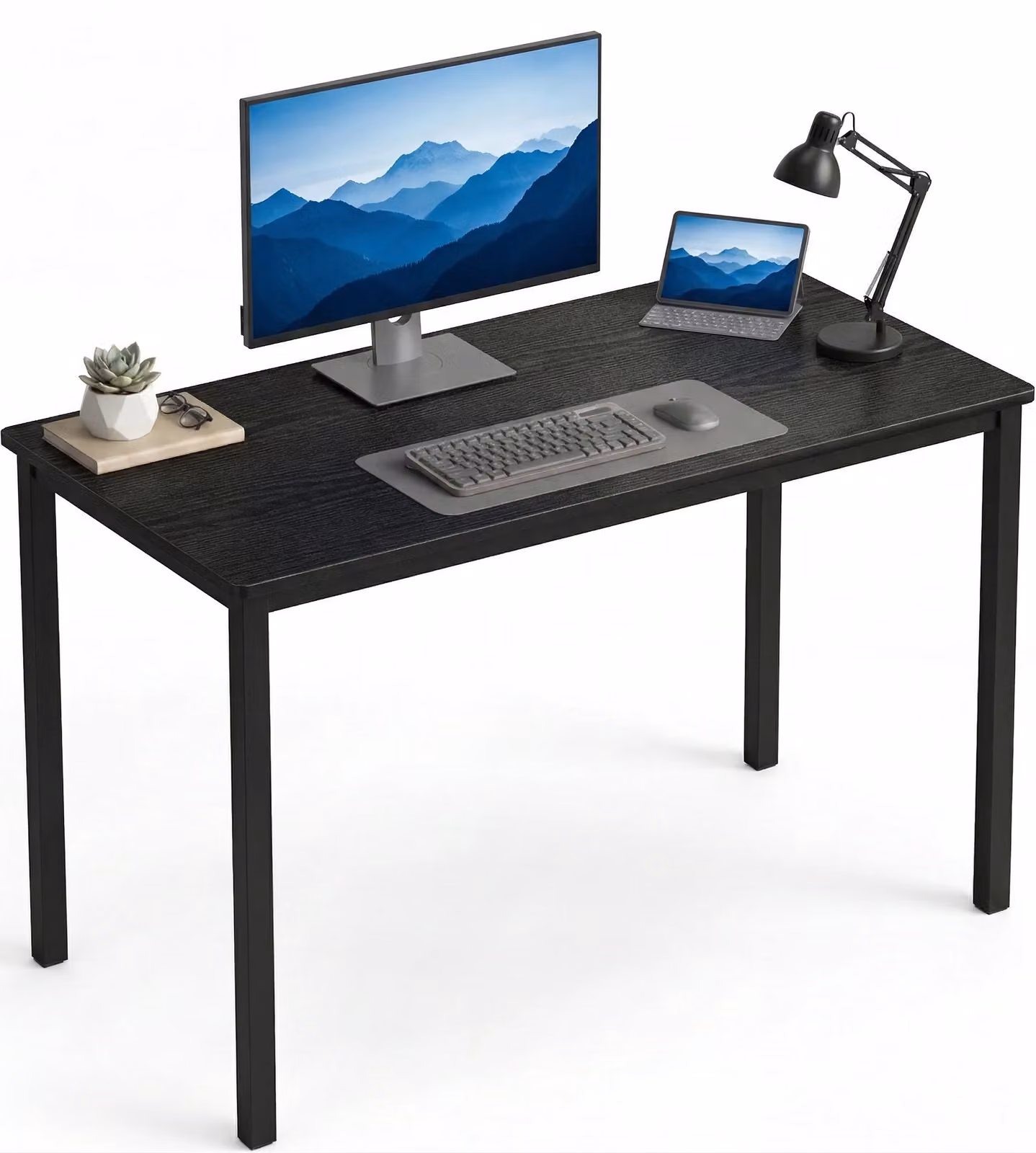 DHS Modern Black Computer Desk with Composite Wood and Metal Legs, W: 100 cm, D: 50 cm, H: 50 cm