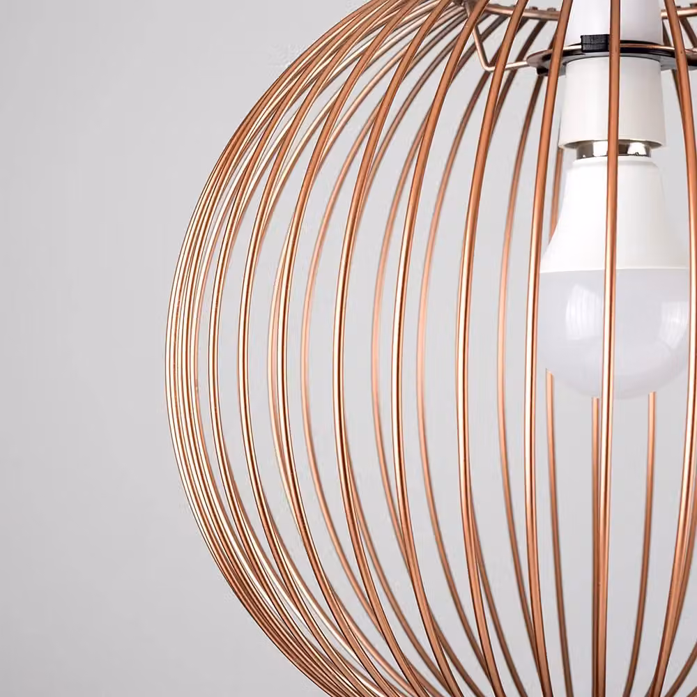 ValueLights Faraday Set of 2 Retro Metal Sphere Pendant Ceiling Light Shades in Copper Effect, Shade Width: 30 cm – 3