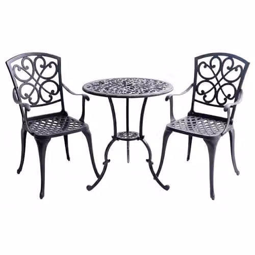 Centurion Supports Vivaldi 3-Piece Cast Aluminium Garden Bistro Set in Matt Black – 1