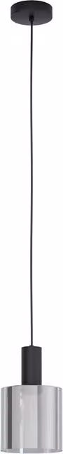 Loops Suspended Pendant Light in Black with Transparent Glass Shade, E27, 1x40W