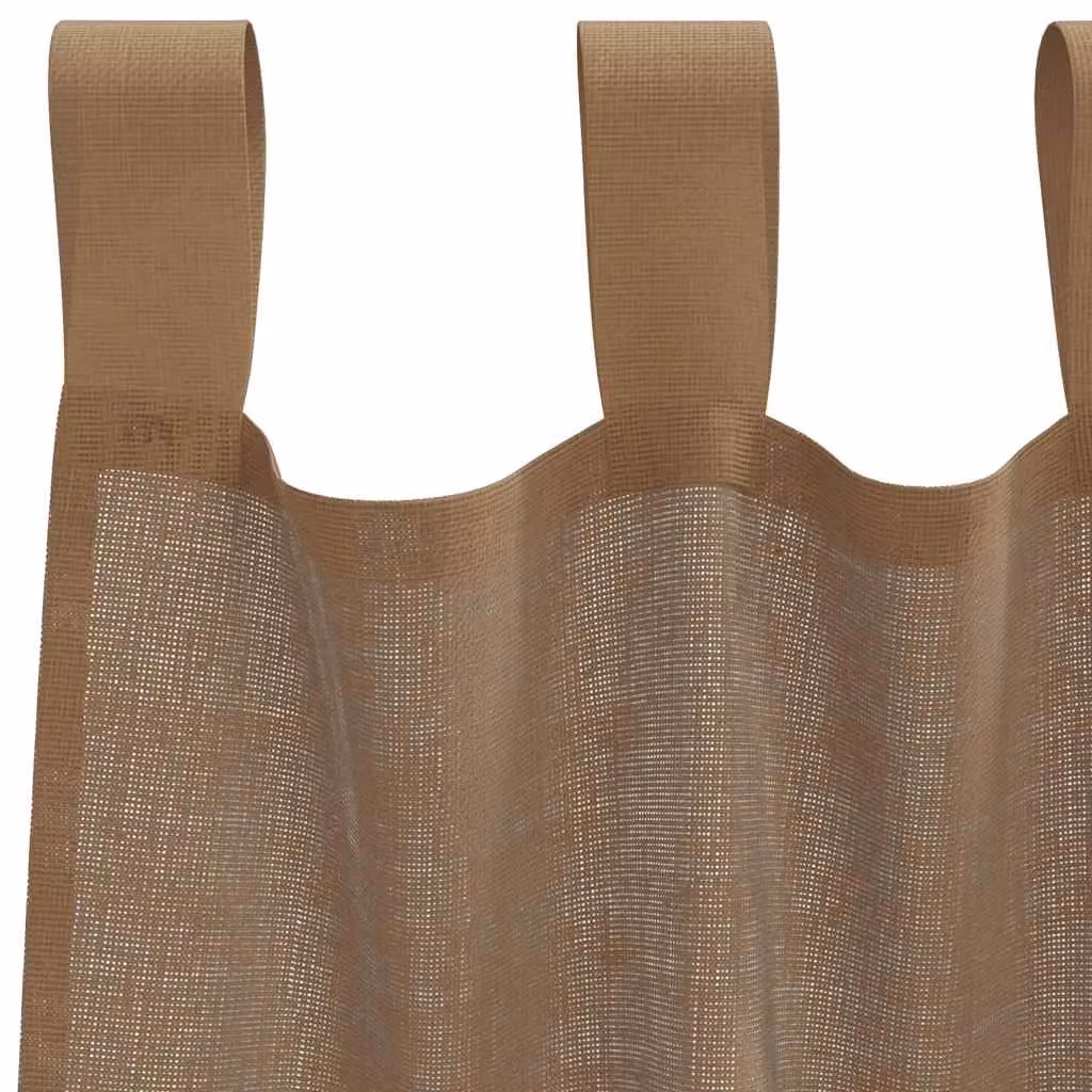 Berkfield Home Brown Transparent Voile Fabric Panel Curtains with Tabs, 2 Pack, W: 140 cm, H: 175 cm – 4