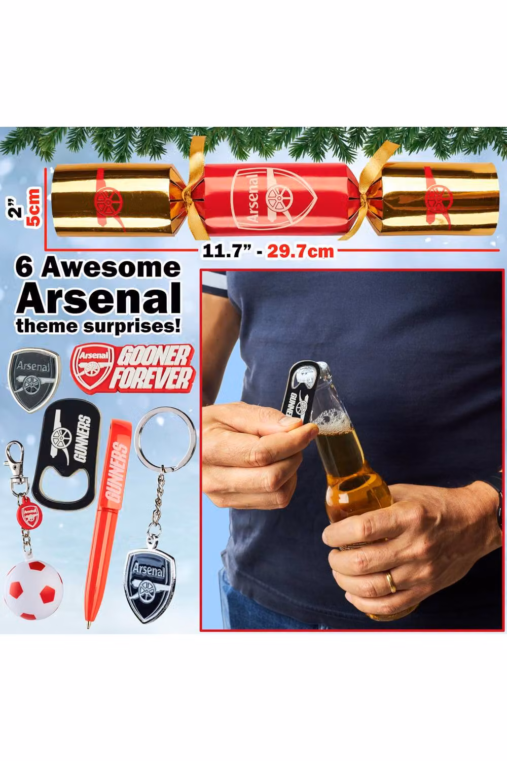 Get Trend Arsenal FC Pop Luxury Christmas Crackers, Pack of 6, Red and Multicolour – 7