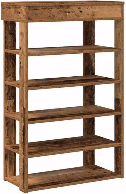 Berkfield Home Rustic Old Wood Shoe Rack in Brown, W/D/H: 60 x 30 x 98 cm – 1