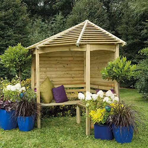 Forest Garden Venetian Corner Arbour in Brown Wood – 3