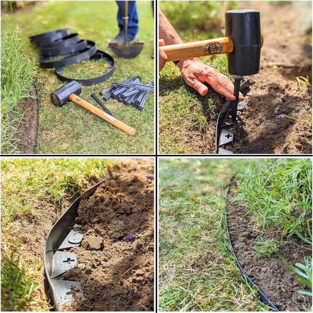 NESTLUNE Flexible Black Plastic Garden Border Edging for Grass Lawns, 10m – 5