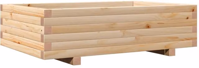 Berkfield Home Garden Wood Planter Tub in Beige, W: 90 cm, D: 60 cm, H: 26.5 cm