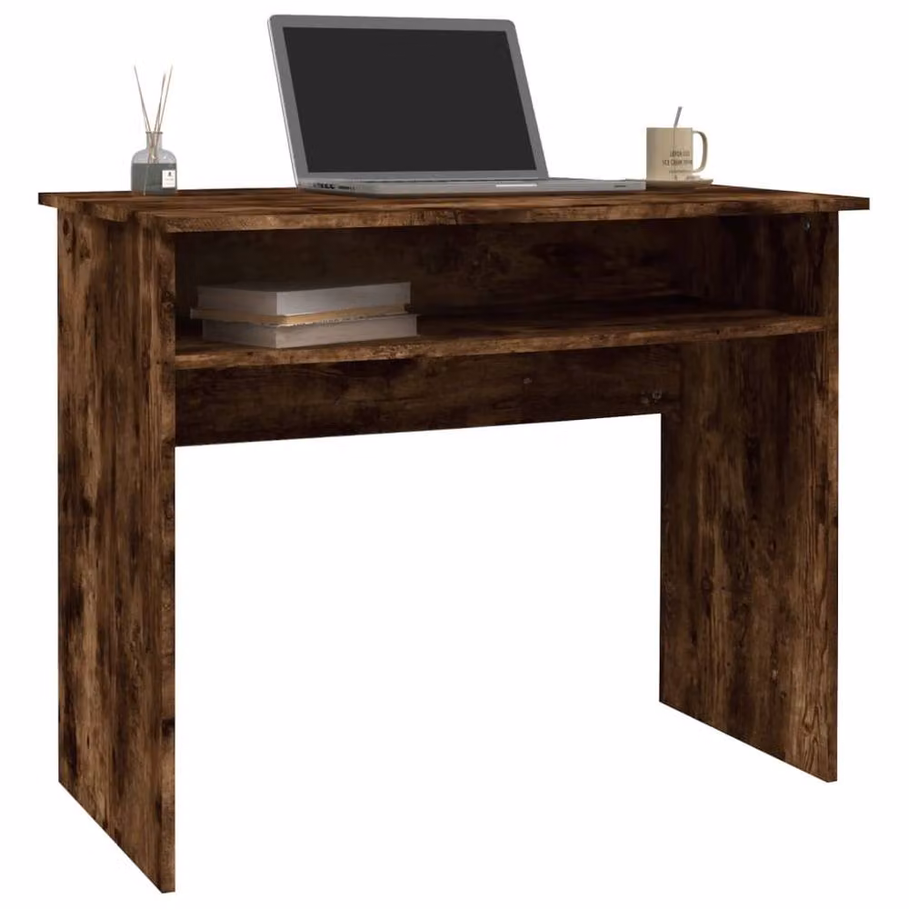 Berkfield Home Computer Desk in Smoked Oak Brown, W/D/H: 90 x 50 x 74 cm – 3