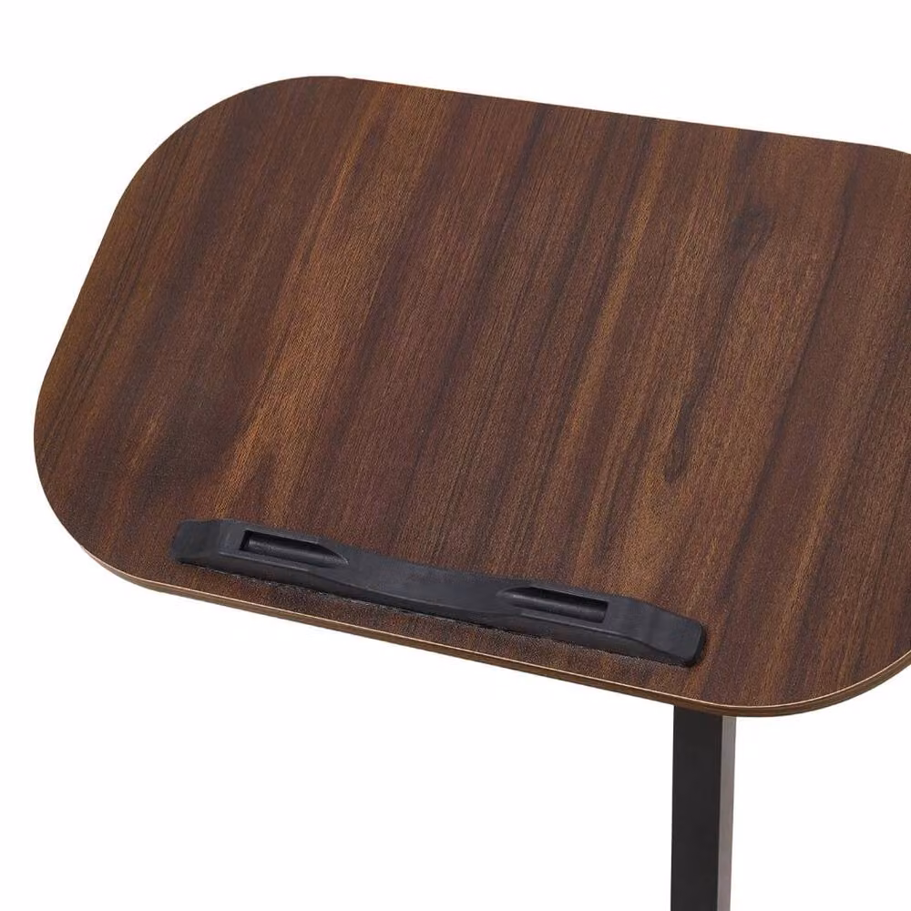 FORGEVIO Walnut Height Adjustable Overbed Table in Brown – 3
