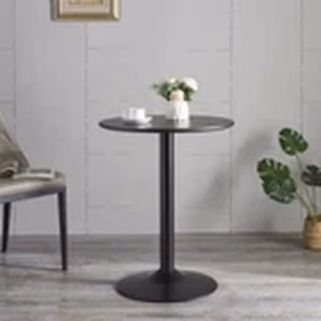 EONLION Round Black Dining Table for Indoor and Outdoor Use, Diameter: 60 cm, Height: 73 cm – 1