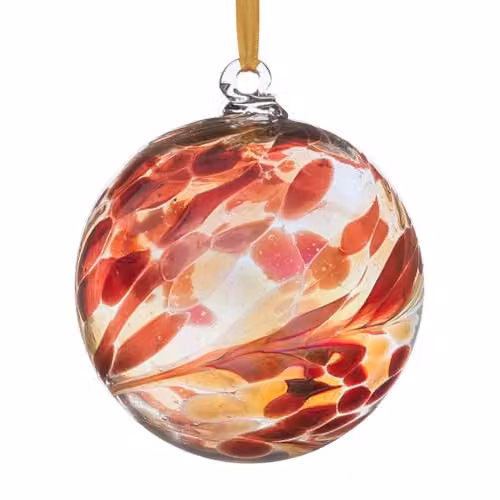 Sienna Glass Garnet Friendship Ball Hanging Glass Ornament in Red and Orange, Diameter: 10 cm – 2