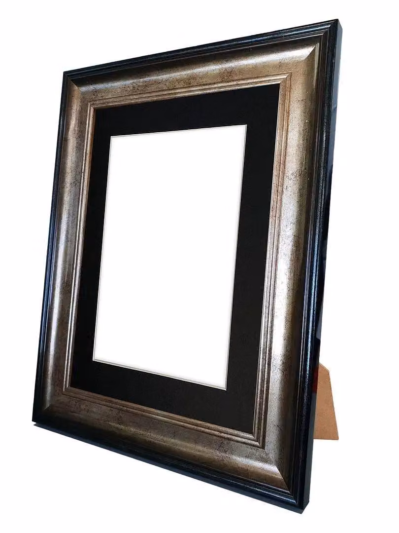 Frames & Mirrors 4U Scandi Rectangular Single Picture Frame in Black and Gold with Black Mount for 7 x 5 Inch Images – 3