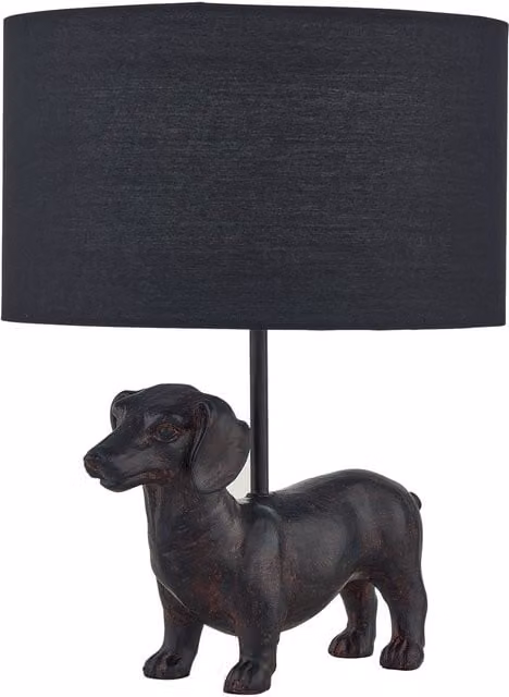 First Choice Lighting Ronnie Dachshund Dog Table Lamp with Black Fabric Shade, W/D/H: 25.5 x 25.5 x 33.5 cm – 1