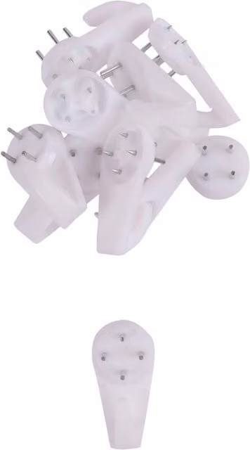 Blackspur White Plastic and Steel Wall Hooks, Pack of 10, 40mm
