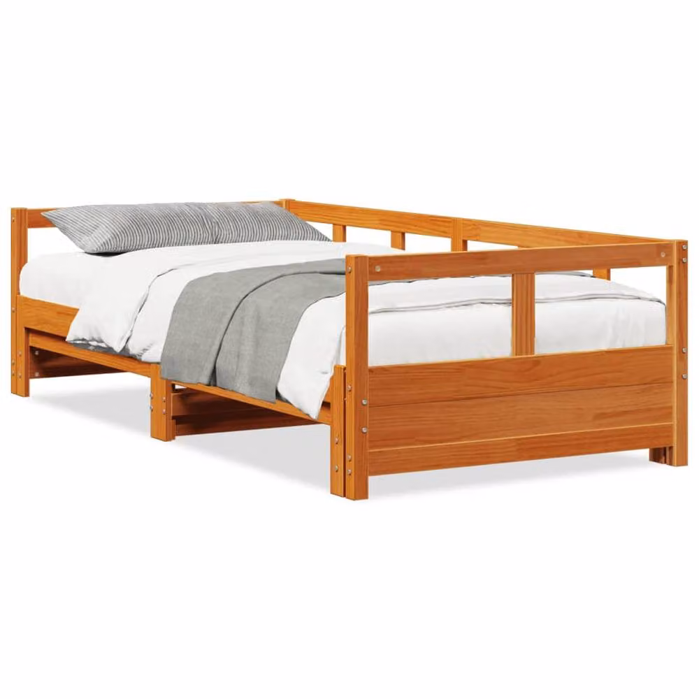 Berkfield Home Durable Solid Wood Pine Daybed in Wax Brown, W/D/H: 80 x 200 cm – 3