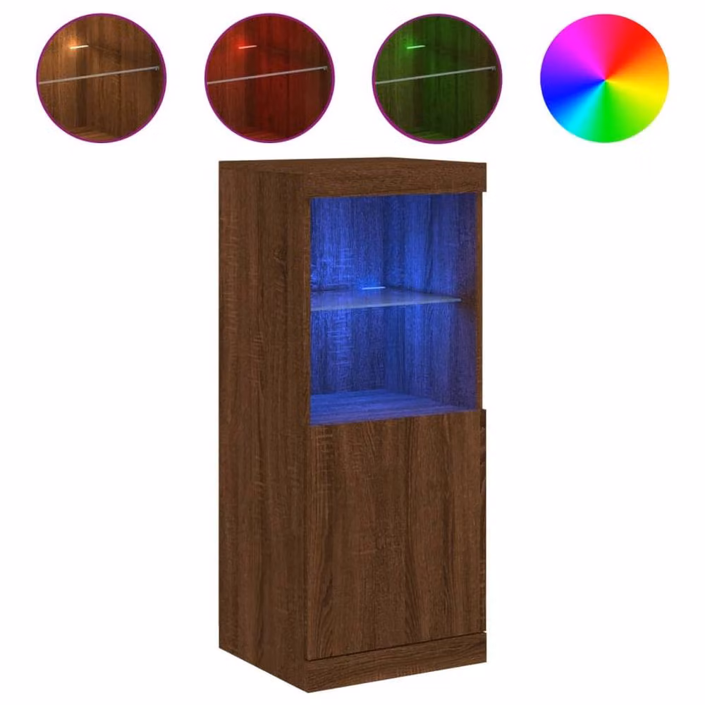 Berkfield Home Modern Brown Oak Sideboard with Integrated LED Lights W/D/H: 41 x 37 x 100 cm – 3