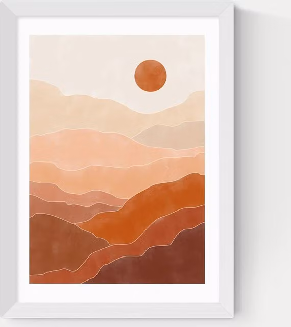 East End Prints Multicolour Abstract Landscape Framed Art Print in White