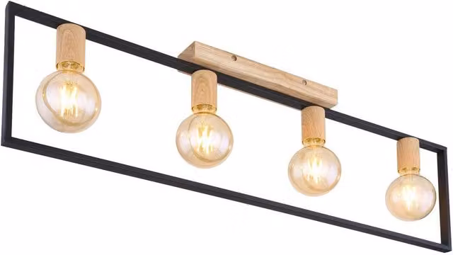 Netlighting Daniel Ceiling Spotlight Bar in Black and Brown with 4x E27 Bulbs