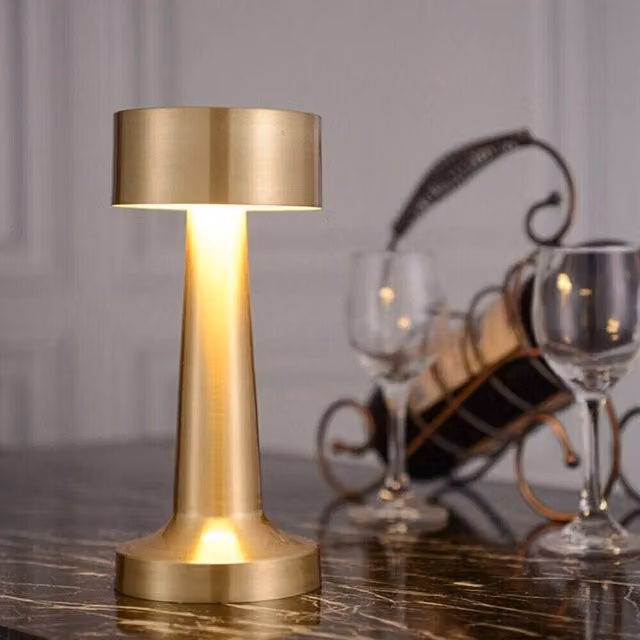 SPETLEK Dimmable LED Table Lamp with USB Rechargeable Battery in Gold/Brass