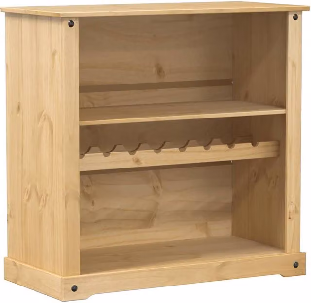 Berkfield Home Corona Wine Cabinet in Tan Solid Pine Wood with Roll Shutter and Bottle Rack, W/D/H: 107.5 x 51 x 105.5 cm